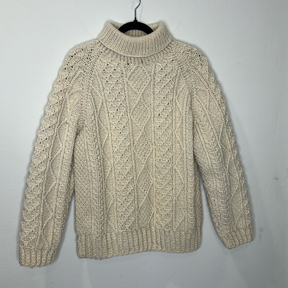 The Kilkenny Shop Women's Wool Sweater Irish Made Cable Knit